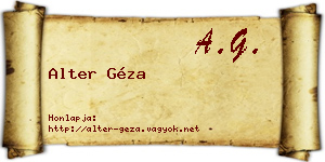 Alter Géza névjegykártya